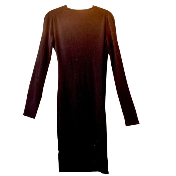 Patti Boutik Black Bodycon Dress Long Sleeve V-Neck Cross-Over Womens Large - Picture 13 of 14